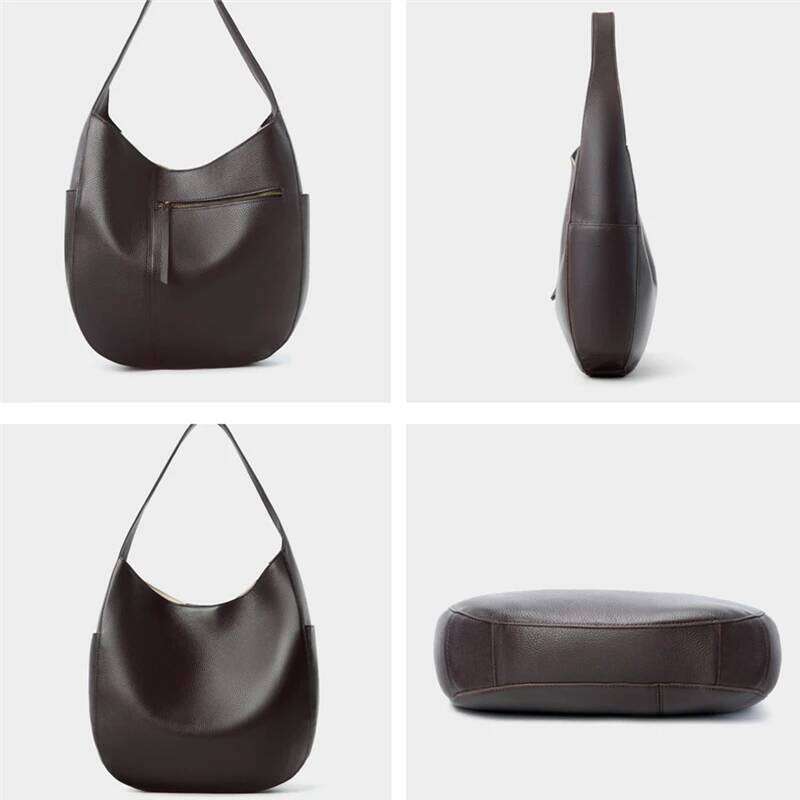 Hifashion Cowhide Genuine Leather Large Underarm Shoulder Bags For Women 2025 Designer Hobo Shopper Tote Ladies Handbags