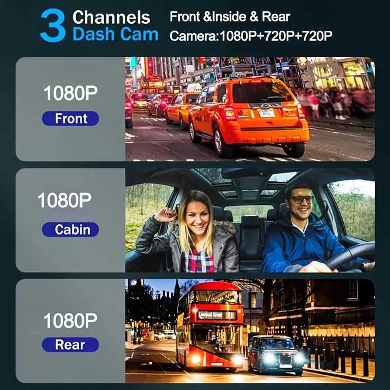 Car dvr 1080P Car dvr WIFI Dash Cam for Cars 3 Channel Video Recorder Rear View Camera for Vehicle Night Vision Black Box Car Assecories R250529 65W5