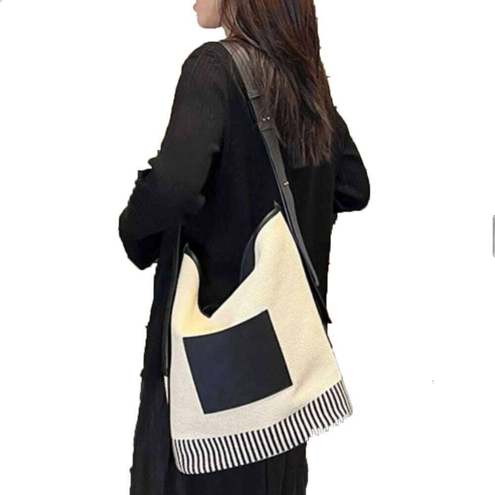 Women's Bags Designer Striped Canvas Bucket Patchwork Crossbody For Women New Commute Large Shopper Tote Bags Designer Shoulder Bag Chic