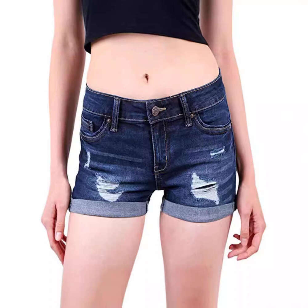 Shorts Women Denim Shorts Spring Ripped Cuffed Hem Denim Shorts Low Waist Jeans For Women Jean Shorts