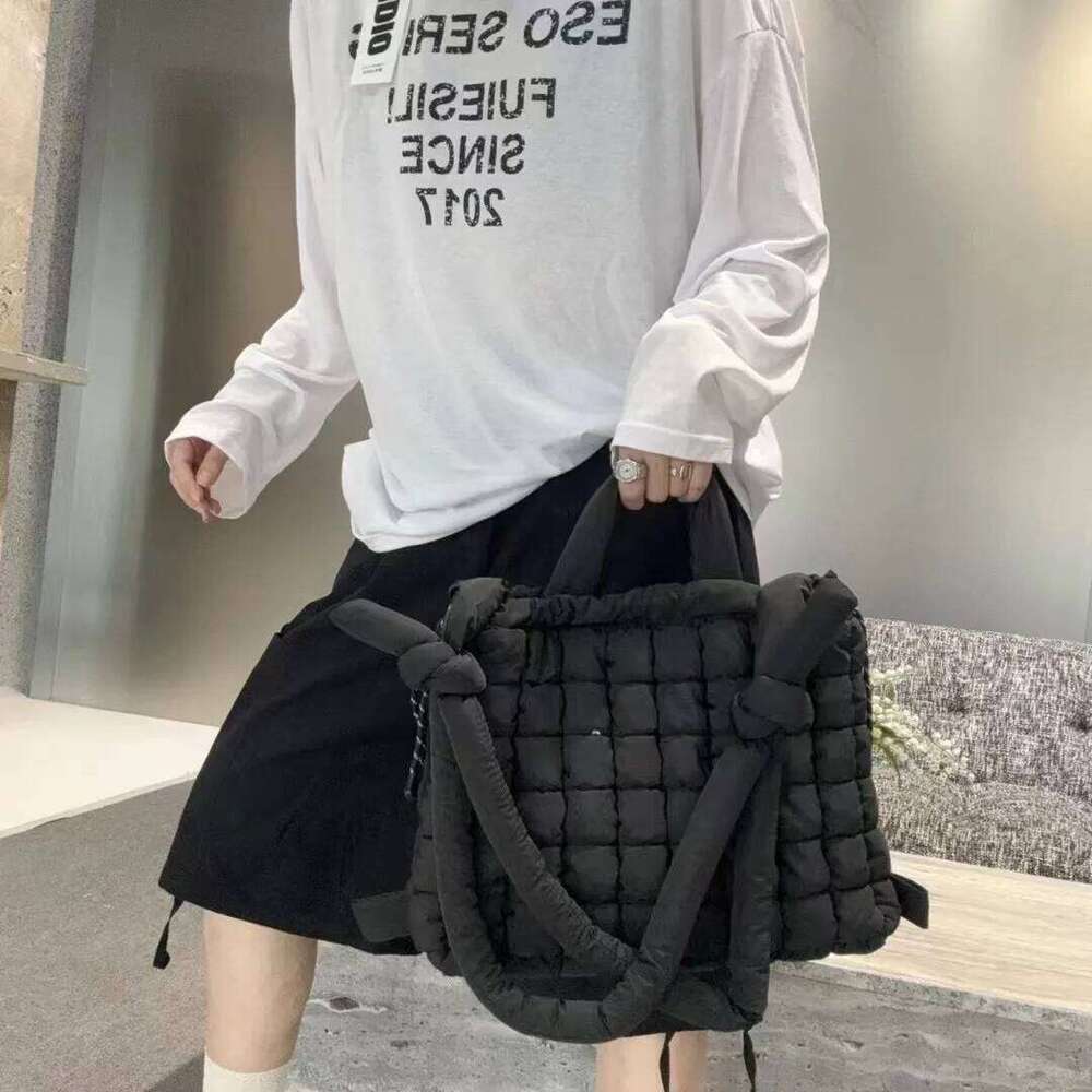 Women's Bags Designer Winter Nylon Quilted Shoulder Bag Cotton Padded Backpack Plaids Down Space For Women Handbags Puffy Crossbody Bags Tote New