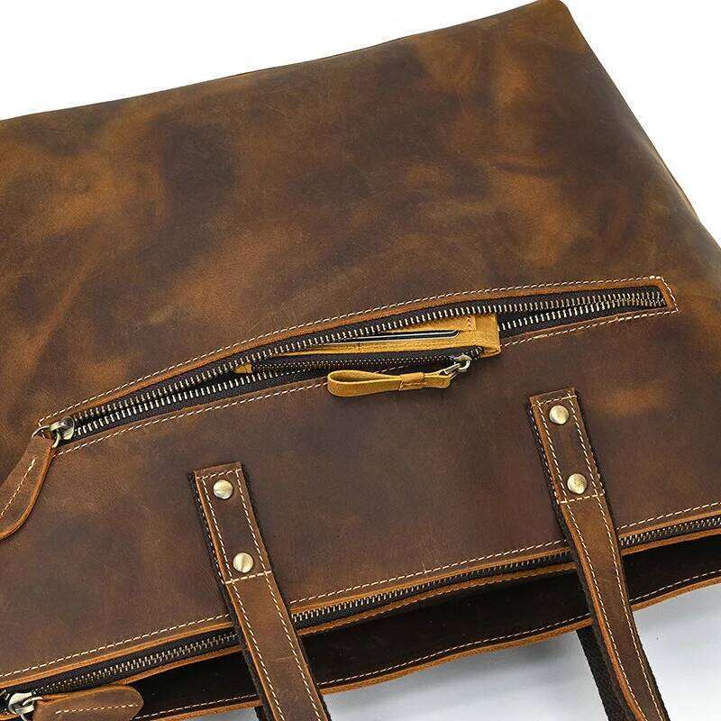 Designer Bag Genuine Totes Travel Custom Name Gift Leather Women Bag Business Crazy Horse Computer Handbag