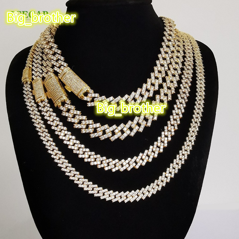 Zhixuan Custom Fully Iced Out Baguette Round Cut VVS Moissanite Cuba Chain 925 Silver Diamond Necklace Hiphop Style Chain