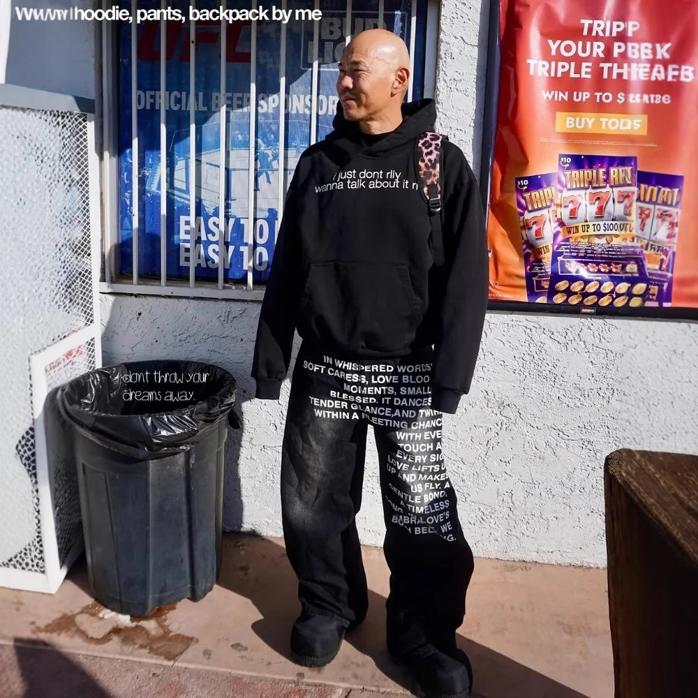 American Retro Street Hip-hop Wide-leg Pants European And American Cross-border Washed Letter Print Jeans Men's Loose Long Pants Trend