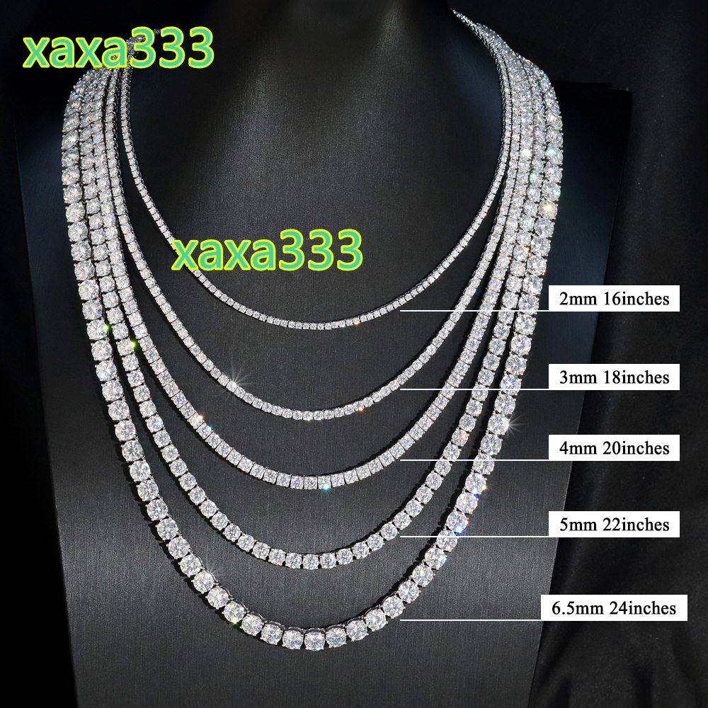 High Quality Moissanite Tennis Chain with Real Silver 925 Vvs Moissanite Diamond 2mm 3mm 4mm 5mm 6.5mm Rose Gold for Women