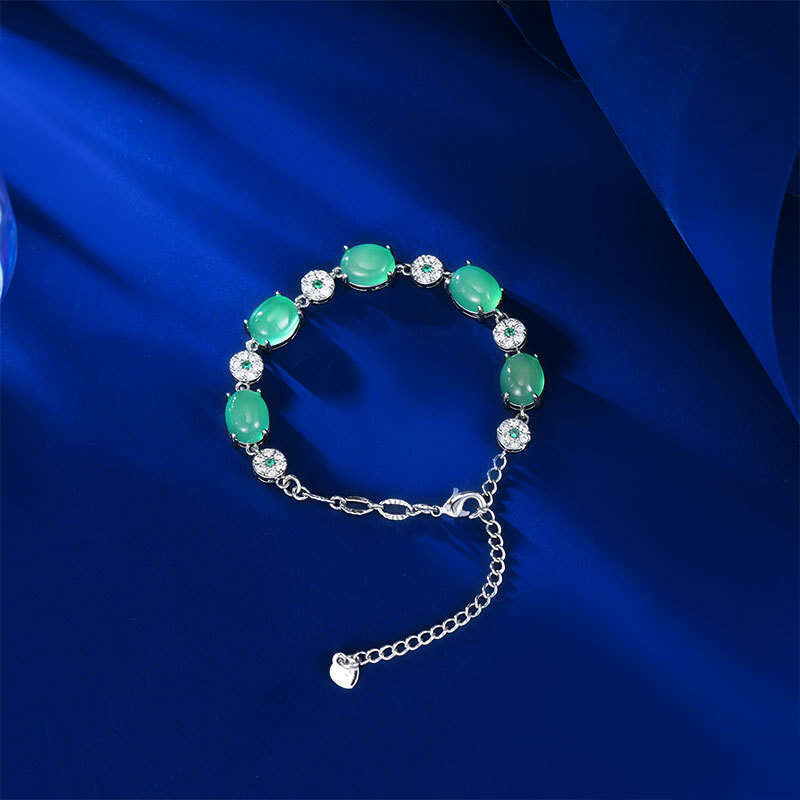 Chinese Style Bracelet New High Ice Jade Agate Inlaid with Zircon Stone Jewelry Light Hand Accessories