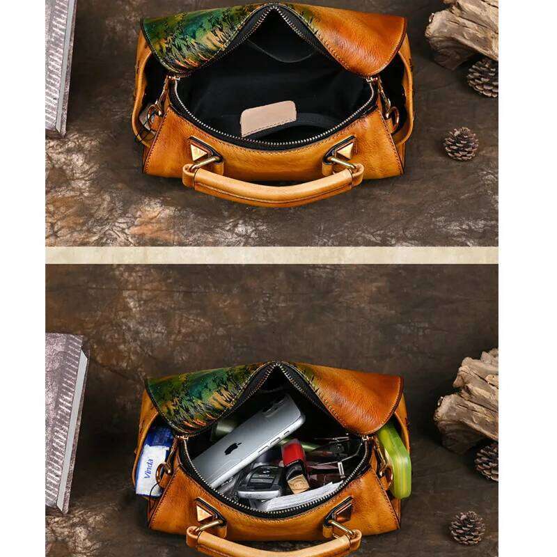 MOTAORA New Retro Leather Women's Shoulder Bag 2025 Trend Ladies Handdrawn Designer Handbag Women Bags Handbags
