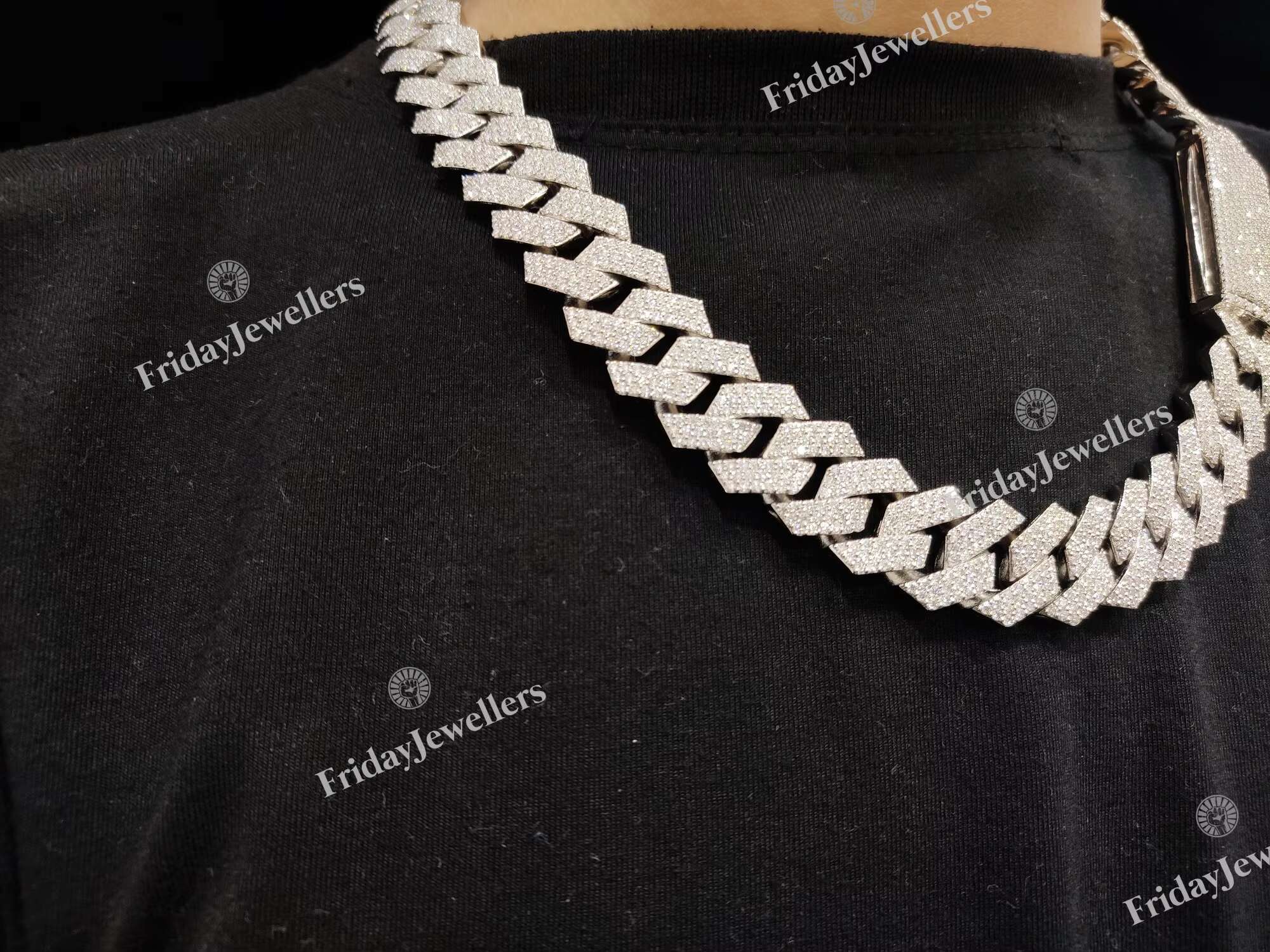 18MM High Quality Customize Sterling Silver VVS Moissanite Diamond Studded Iced Out Cuban Link Chain for Men Fashion Necklace