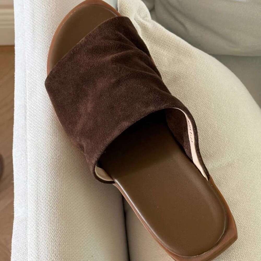 Sheepskin Version ~ Niche Lazy Flat Slippers for Women Outdoor 2025 Summer New Open-Toe Sandals