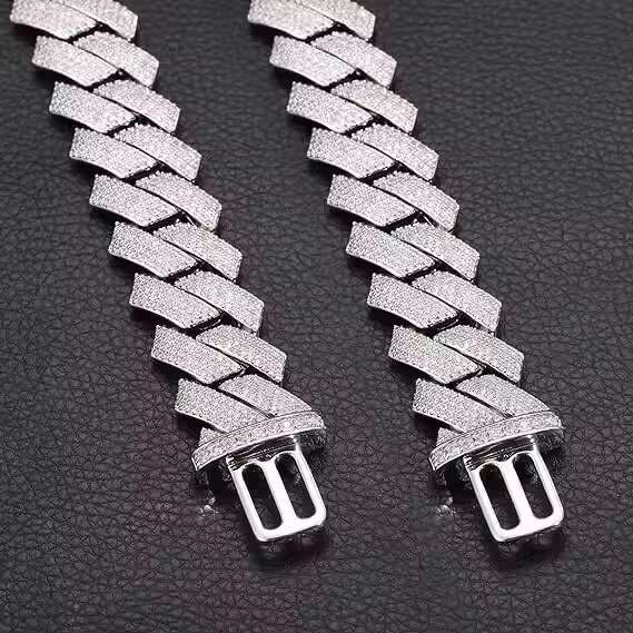 16mm Handmade 10k Gold Moissanite Diamond Studded Iced Cuban Link Chain Stylish 16mm Mens Womens Hip Hop Necklace