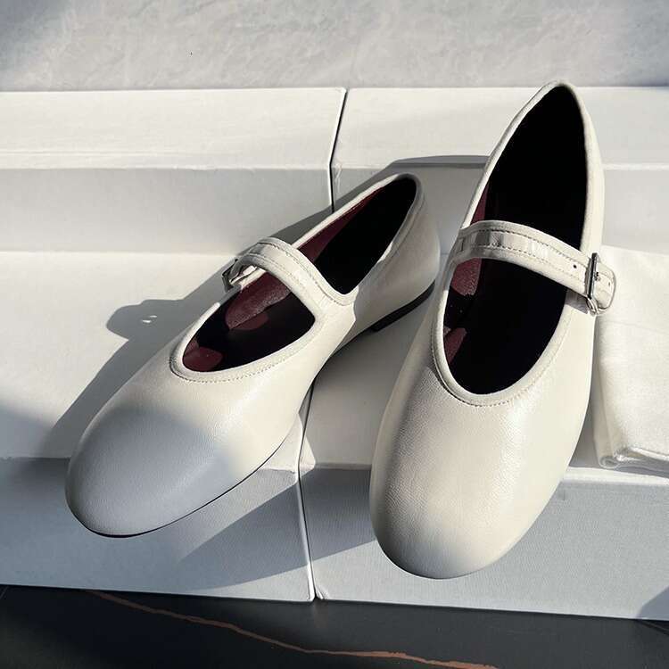 Genuine Leather Shallow Mouth Flat One-Strap Mary Jane for Women Spring Summer Casual Ballet Grandma Shoes