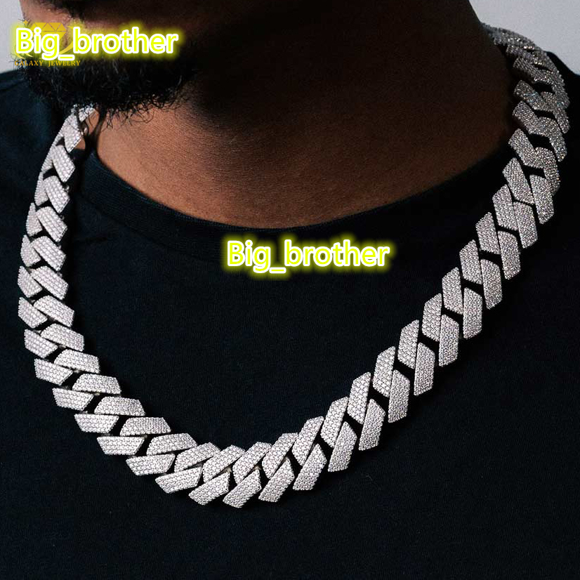 Fashion Jewelry Necklaces 8mm-20mm Wide Hiphop Necklace Bracelet Moissanite Cuban Chain Silver Vvs1 Moissanite Cuban Chains