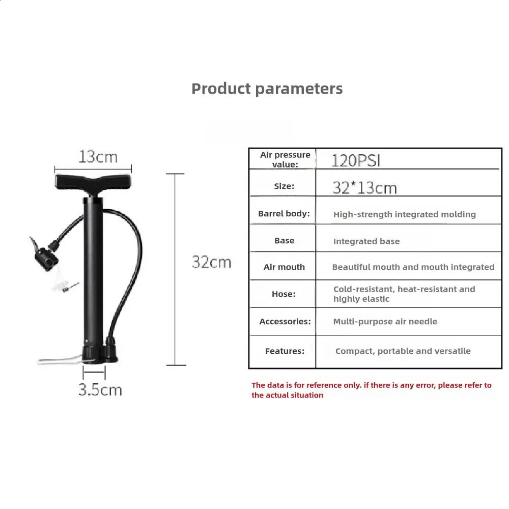 Bike Pump120 Psi MTB BikePump Air Bicycle Pump Inflator for Schrader Presta MTB Road Cycling Balls Inflator 250528