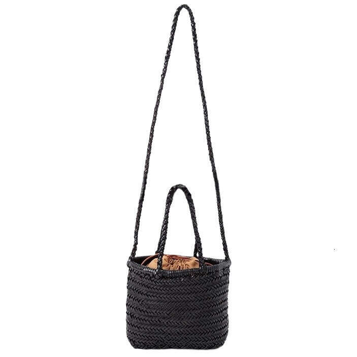 Tote Bag Braided Handbag New French Style Basket Handbag Genuine Leather Handwoven Tote Versatile Natural Color Crossbody Bag Shoulder Bag