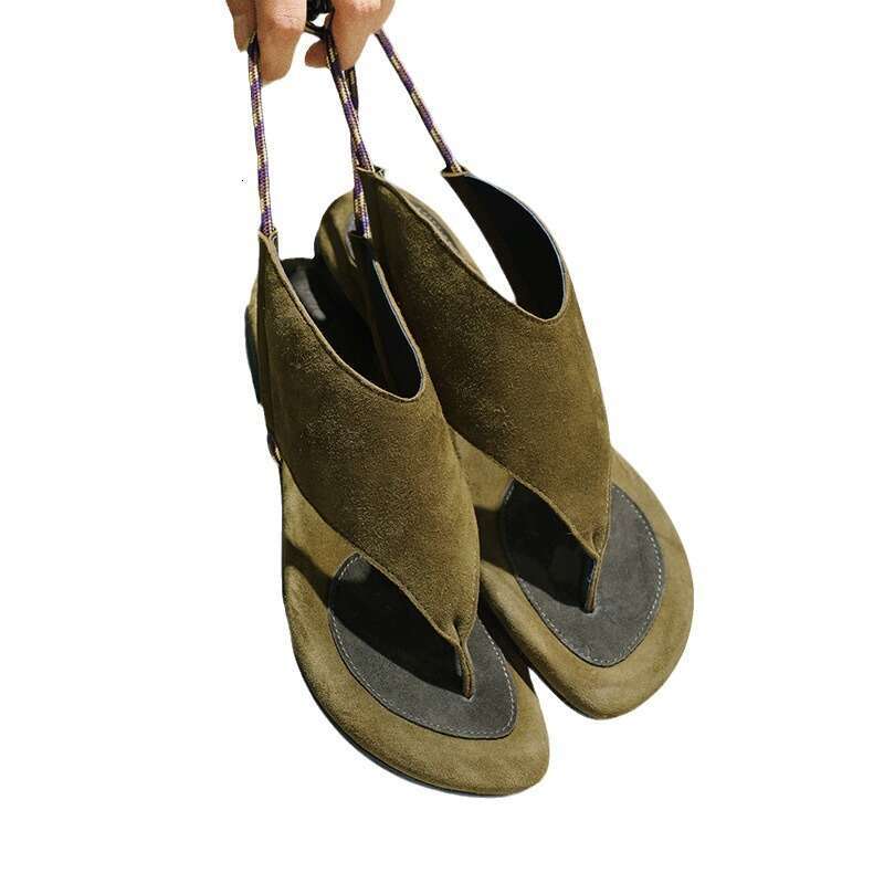 Genuine Leather French Niche Design Flat Toe Clip-On for Women Outdoor Wear 2025 Summer New Sandals