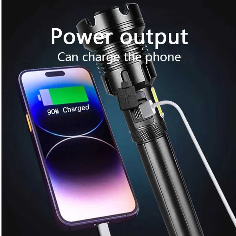 2025 Nev 5000mah HFPZ90 Gig Power LED Flashlights100000LM Ultra Powerful Flashlight Rechargeable Lantern Outdoor Camping TorchXJ250529