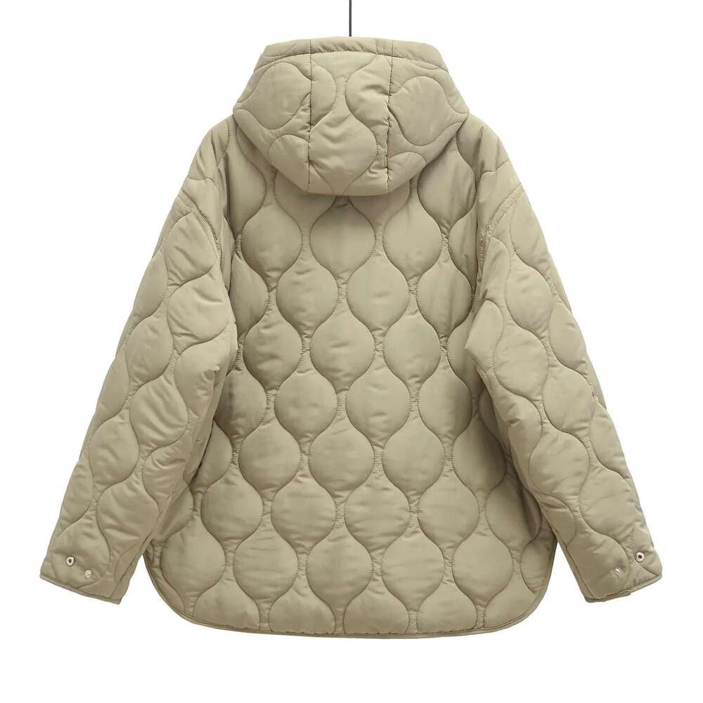 Winter New Style American Women's Hooded Long Sleeve Cotton Padded Jacket Loose Fit Casual Cardigan Large Size Lifestyle Co