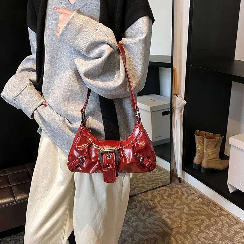 2025 Spring Hot Selling Maillard Retro Small Spicy Girl Y2k Wasteland Style Vintage Leather Shoulder Armpit Bag