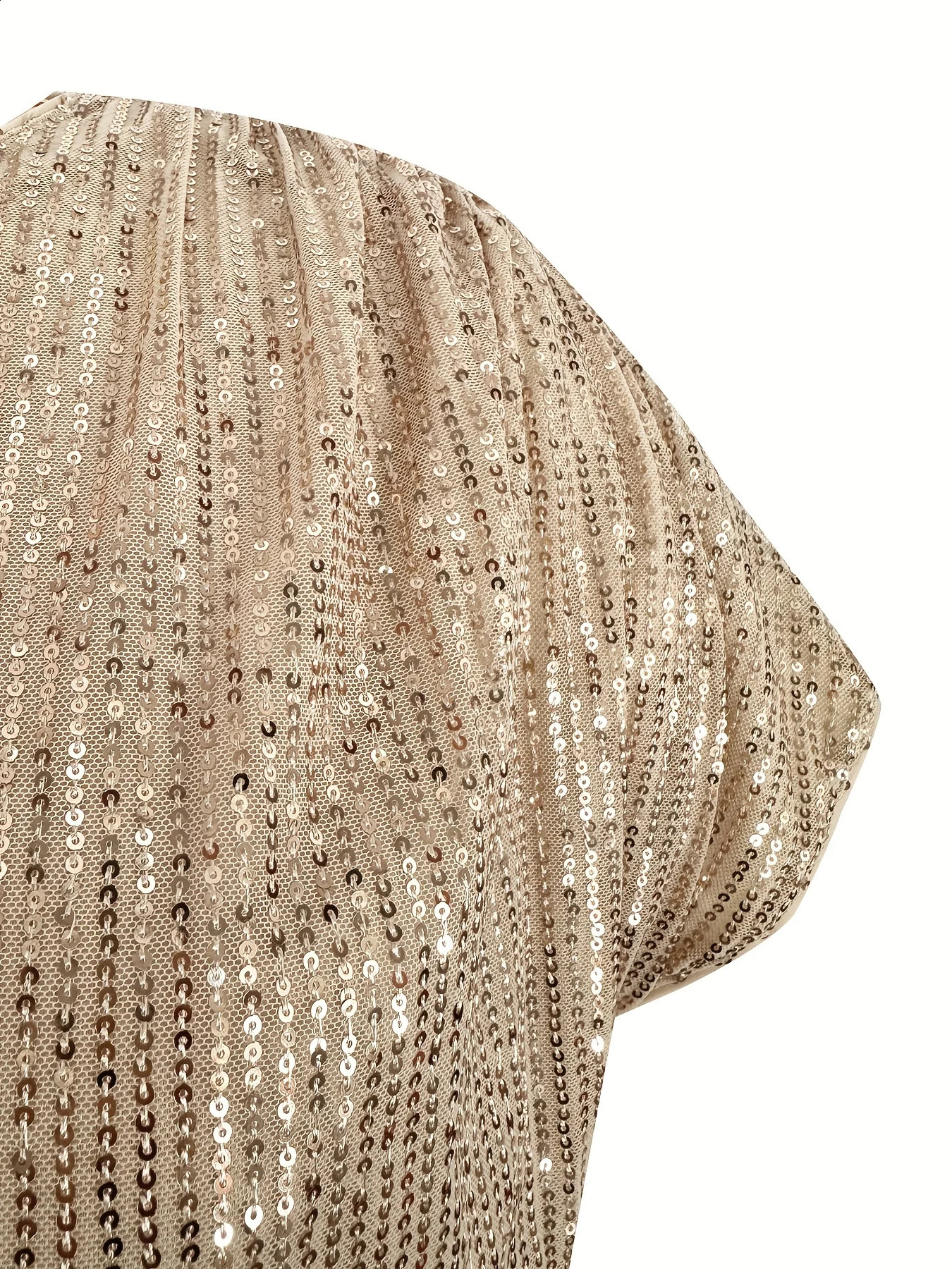 Plus Size Womens Sequined Round Neck Vest Casual Polyester Knitted Fabric Sleeveless Top Shiny Texture Suitable for Daily Wear 250519
