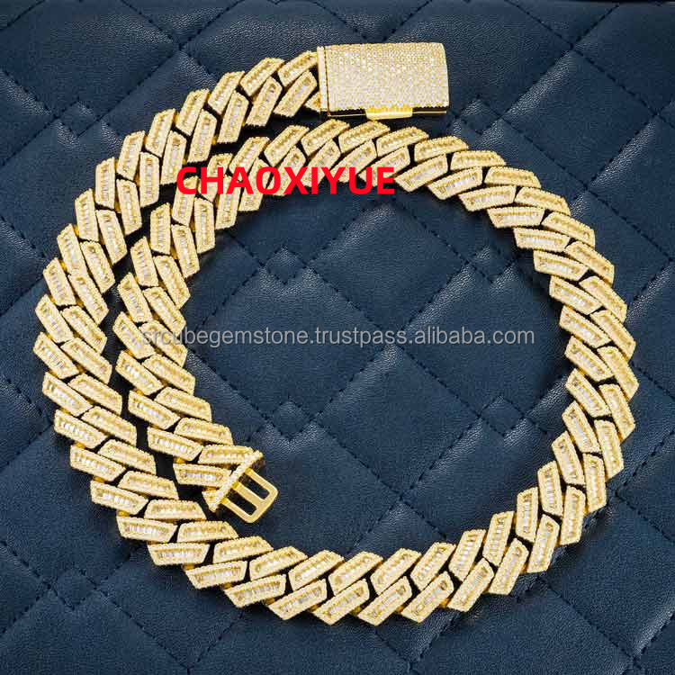Hottest Hip Hop 14 Kt White Gold Moissanite Diamond Round Cut Jewelry With Lovely and Designer Cuban Chain With Vvs Clarity