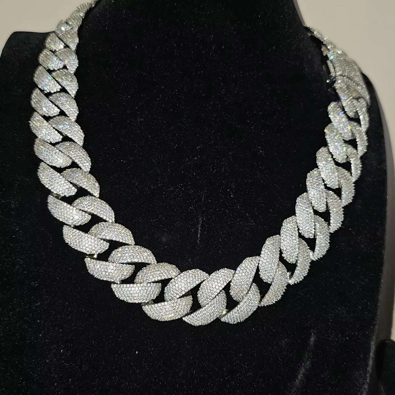 22mm Iced Out Miami Cuban Link Chains Fashion Hip Hop Jewelry 925 Silver Men Moissanite Cuban Necklaces
