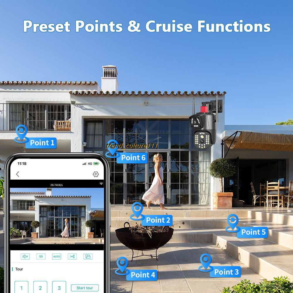 V380 PRO Dual Lens CCTV For Home WiFi IP Camera Wireless with Indoor and Outdoor Full Color Night Vision / Alarm Warning HD 1080P