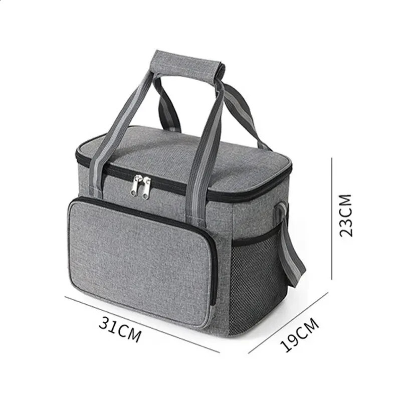 Large Insulated Lunch Bag Black Waterproof Leakproof Thickened HandheldShoulder Carry Outdoor Picnic Bag 250528