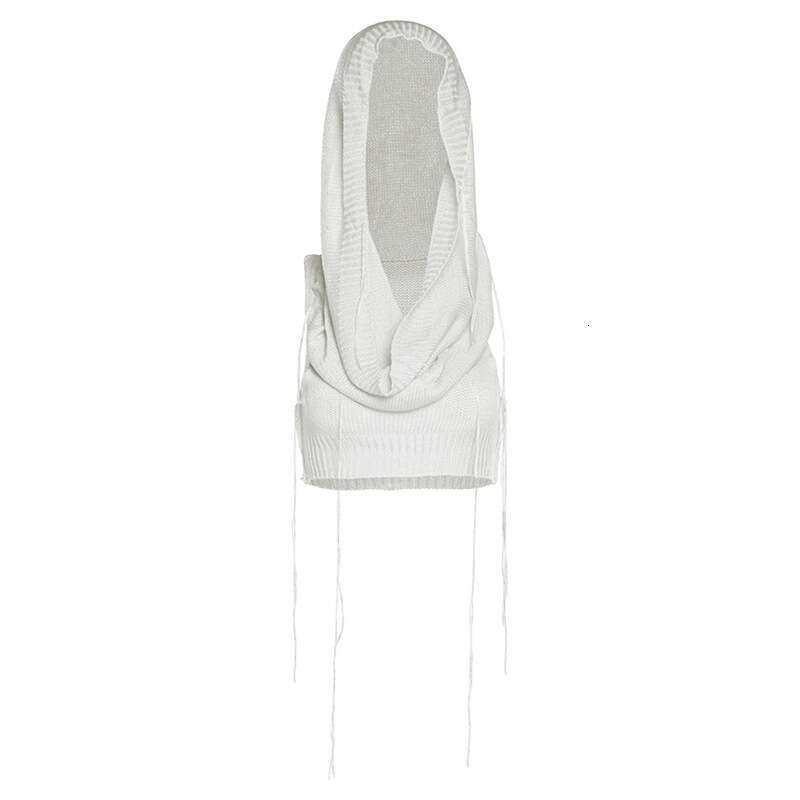 Autumn Fashion Trend Women's New Hooded Sleeveless Crop Knit Solid Color Inner Sweater B5