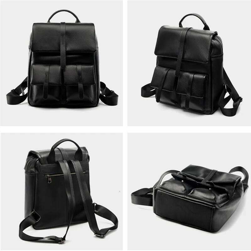 Toptrends Cow Genuine Leather Backpack For Women 2025 Designer Large Capacity Office Daypack College Girls School Bags
