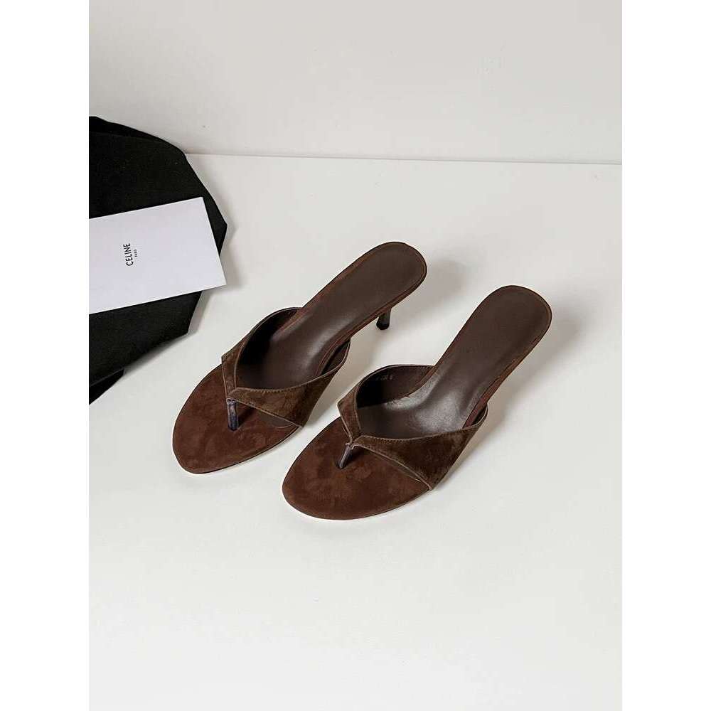 Cowhide Version ~ French Minimalist Style Toe Post for Women Outdoor 2025 Summer New High Heel Stiletto Sandals