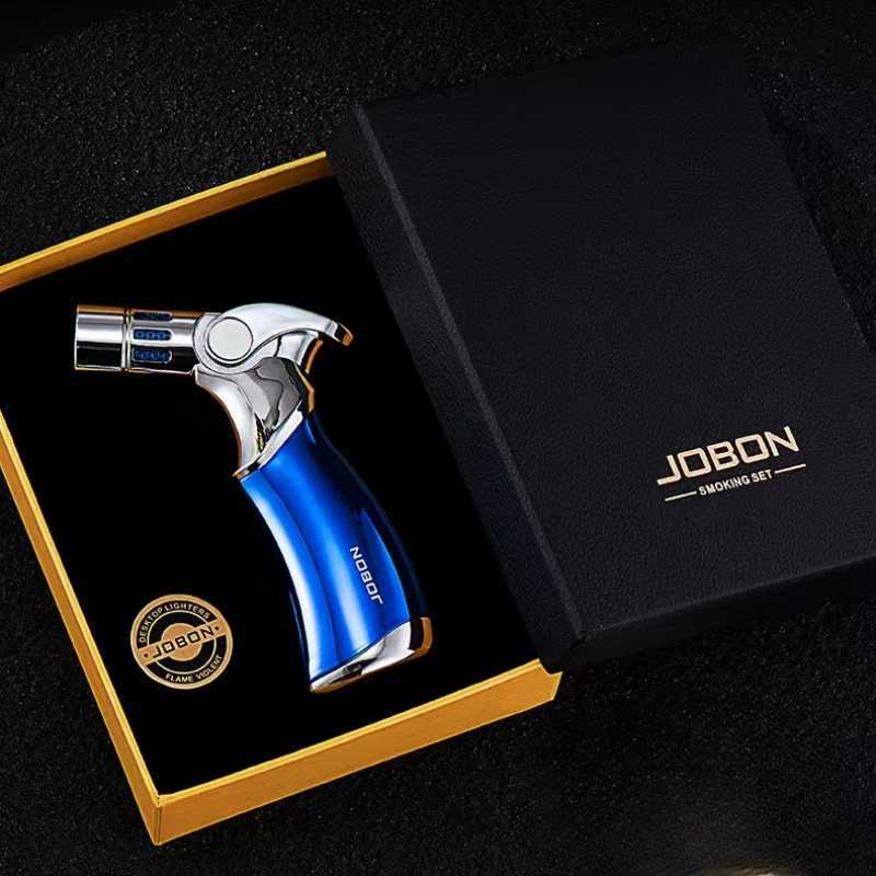 JOBON 4 Flame Jet Butane Gas Spray Gun Lighter Outdoor Windproof Metal Kitchen Baking BBQ Cigar ToolT250529