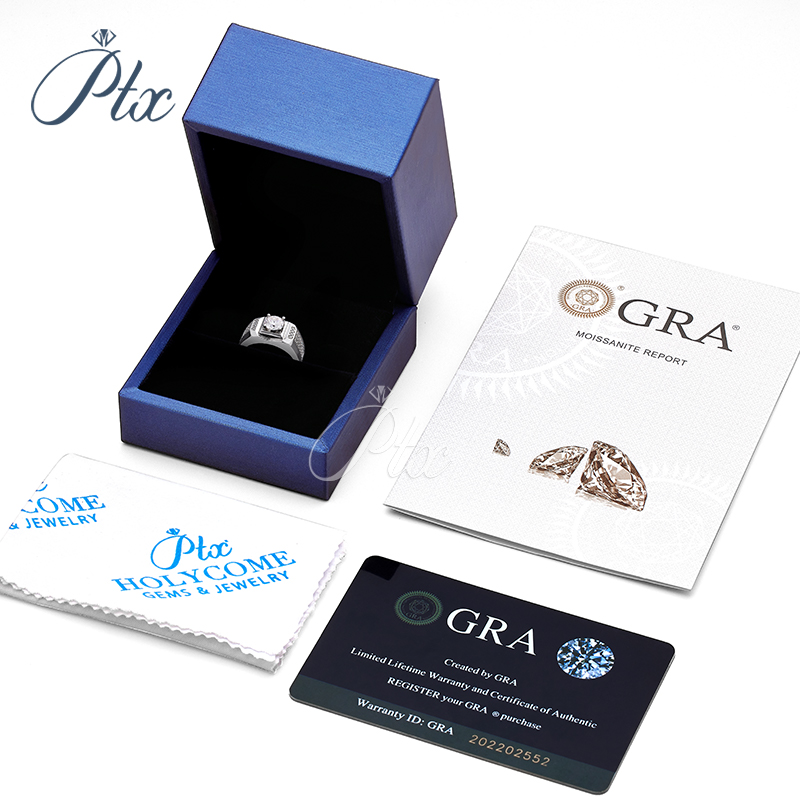 1CT Moissanite Ring Sterling Sliver 925 Men's Rings Couple Wedding Engagement Luxury White D VVS Clarify Good Quality Moissanite Mens Diamond Rin