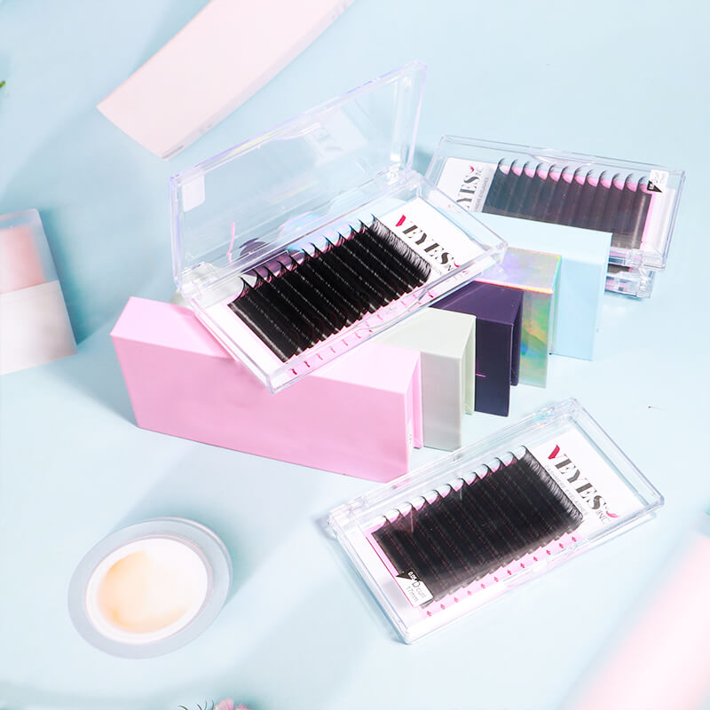 Veyes Cashmere Individual Matte Black Eyelash Extension Trays Cruelty Vegan Supplies Wholesale Volume Eyelash Extension