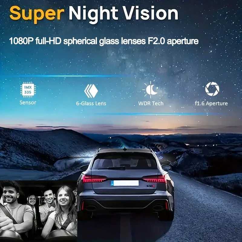 Car dvr Dash Cam for Cars WIFI APP Car dvr 3 Channel Front Camera Video Recorder Rear View Camera for Vehicle Black Box Car Assecories R250529 XY5P