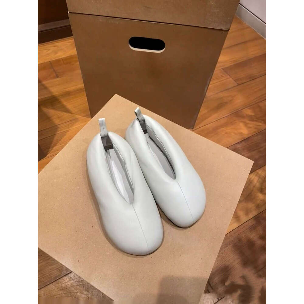 Genuine Leather Korean Style Lazy Bread Round Toe Single Women 2025 New Spring Fashion Ballet Flat Shoes