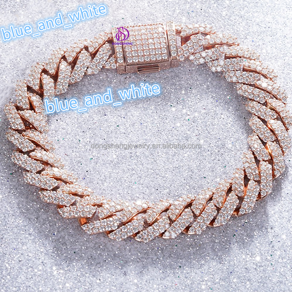 High Quality Bracelet 10mm 12mm 13mm Diamond Hip Hop Jewelry Popular Moissanite Cuban Bracelets for Men