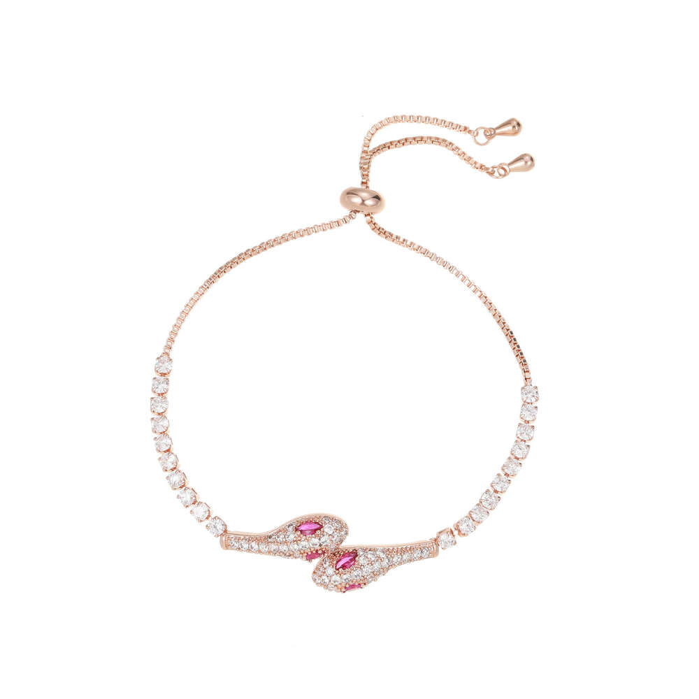 Snake-Shaped with Micro-Paved Zircon, High-End Exquisite Adjustable Pull-Out Temperament Jewelry, Zodiac Year Bracelet