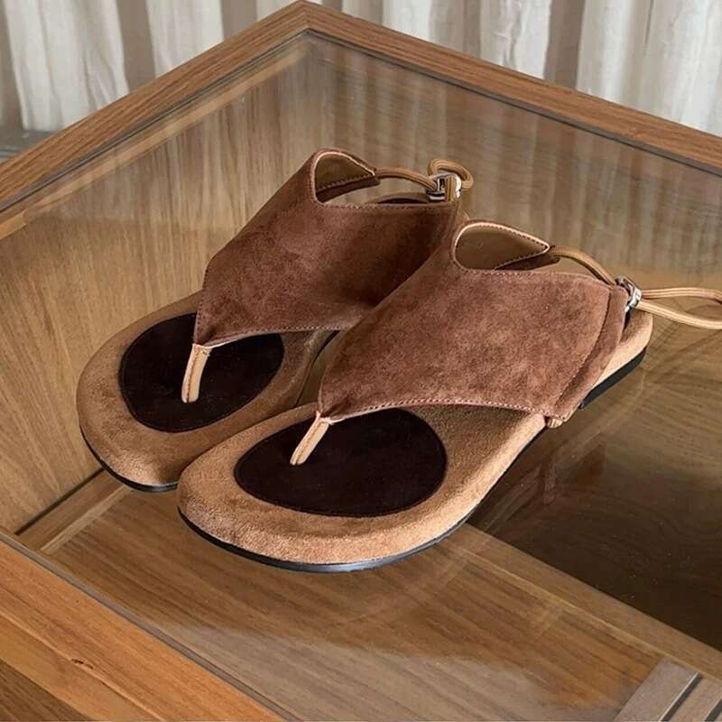 Sheepskin Version ~ French Niche Toe Post for Women 2025 Summer New Fashion Beach Flat Sandals