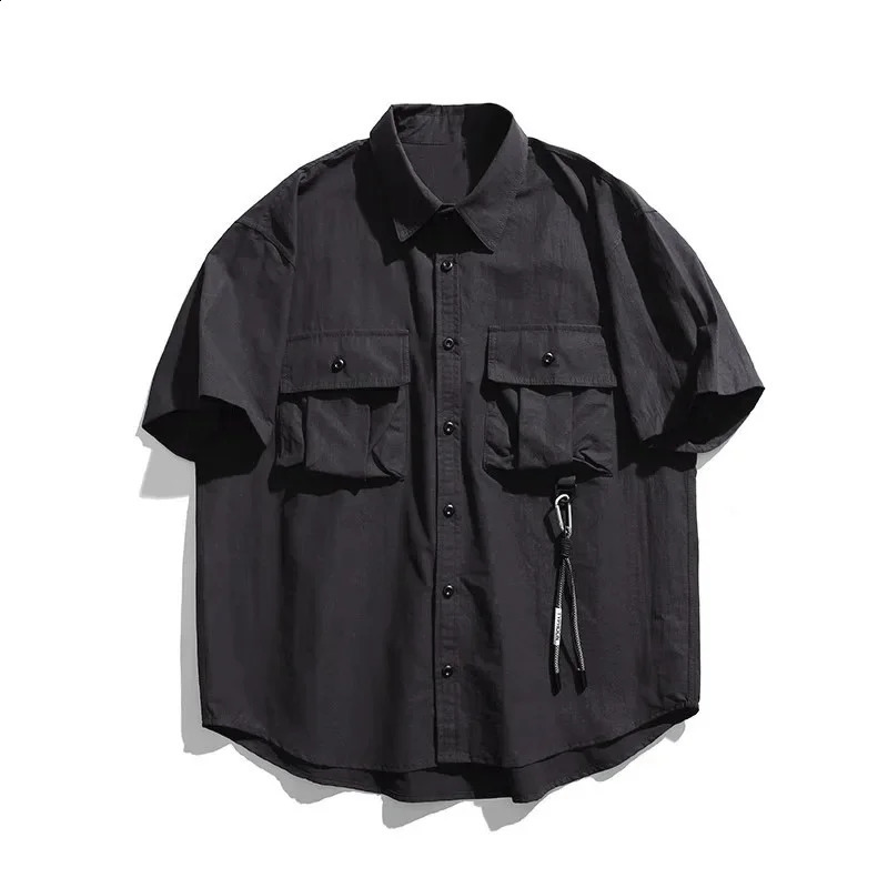 Japanese Vintage Workwear Short Sleeve T-shirt For Men Summer Trendy Outdoor Casual Versatile Youth Shirt Jacket 250526
