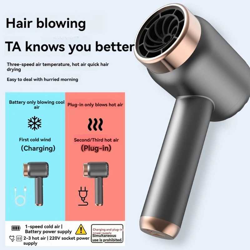 Portable Wireless Hair Dryer Plug -In And Charging 2 In Line 1 With Usb Charging Cold Hot Wind Wireless Hair Dryer C EU PlugXJ250528