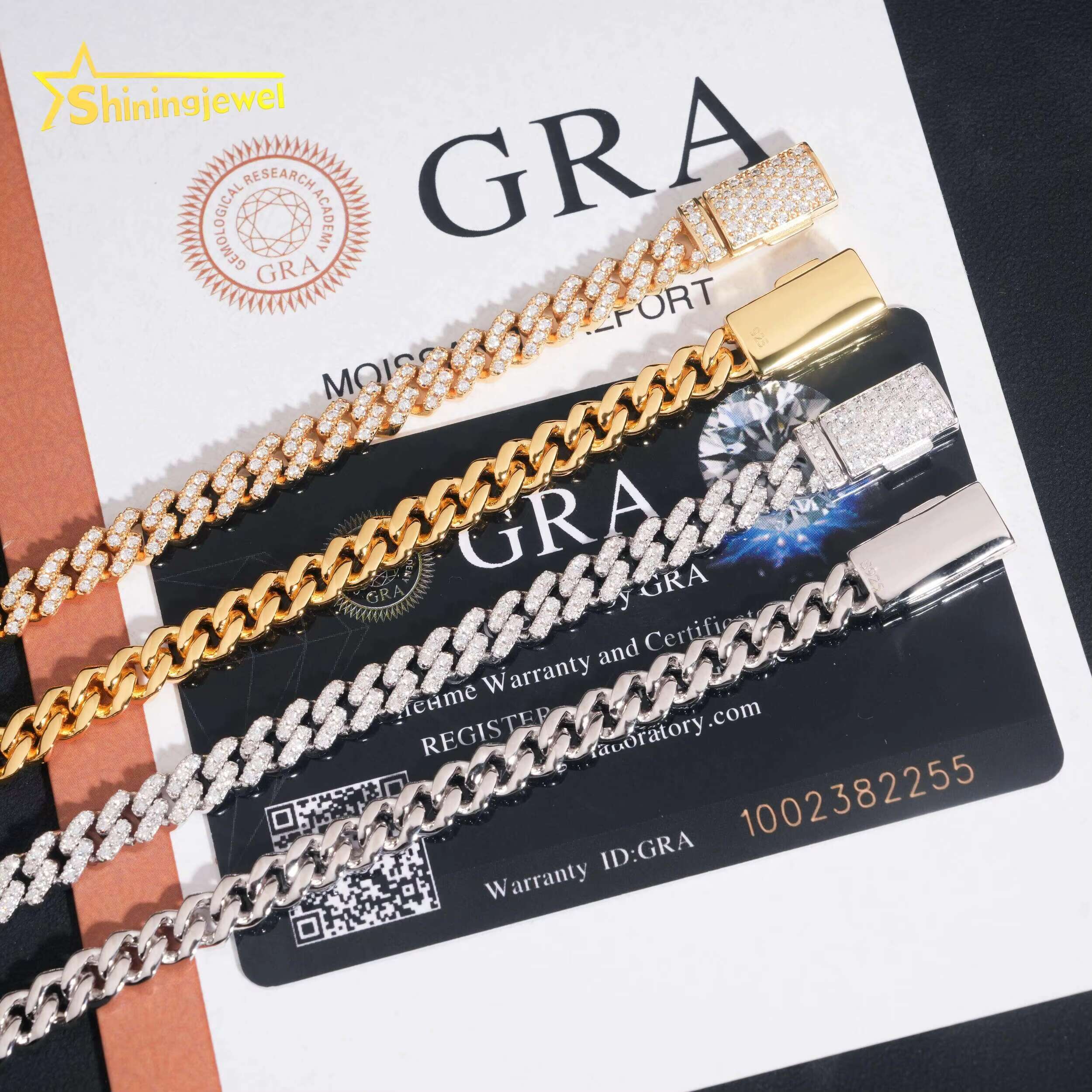 RTS 6mm 1 Row Stone 925 Sterling Silver Hip Hop Jewelry Men Necklaces Bracelets Diamond Iced Out Moissanite Cuban Link Chain