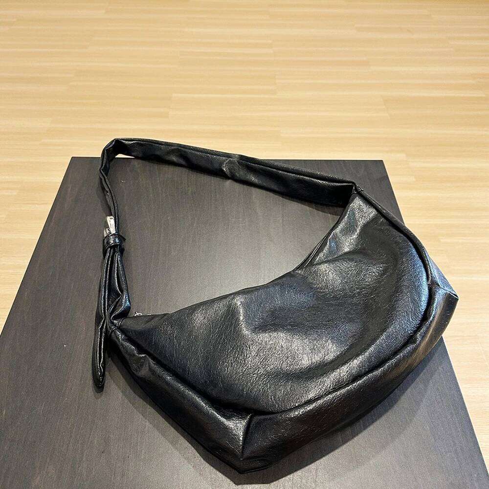 Women's Bags Designer Soft PU Leather Tote Handbag Fashion Designer Half Moon Shoulder Black Crossbody Bags For Women Dumpling Bag Hobo New