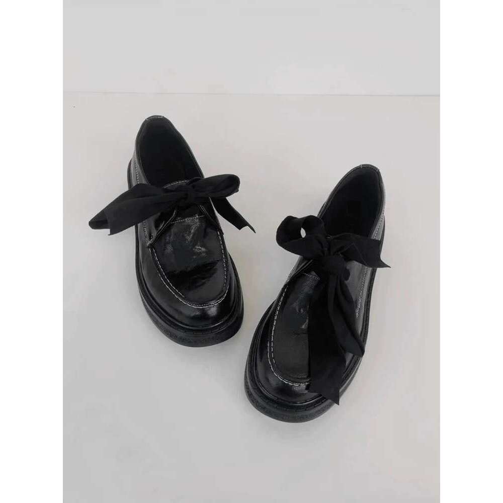 Genuine Bow Thick Sole Loafers for Women 2025 Spring New Versatile Round Toe Deep Mouth Small Leather Single Shoes