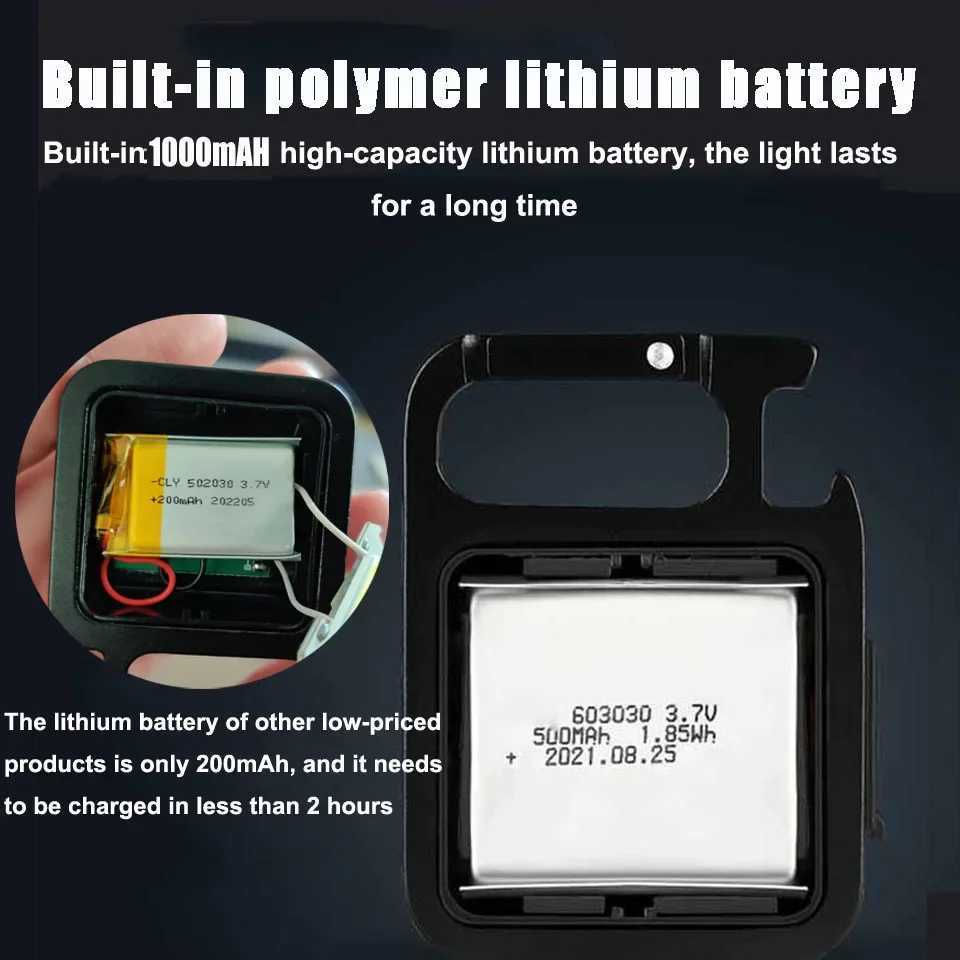 Mini LED Fashlight Keychain Self Defense USB Rechargeable Camping Light COB 800Lm Magnet Tent Fishing Emergency Lamp XJ250529