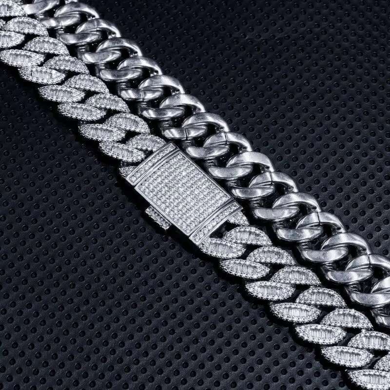 20mm Moissanite Chain Hip Hop Jewelry Men Necklace VVS Hip Hop Sterling Silver 925 Jewellery Luxury Cuban Link Chain