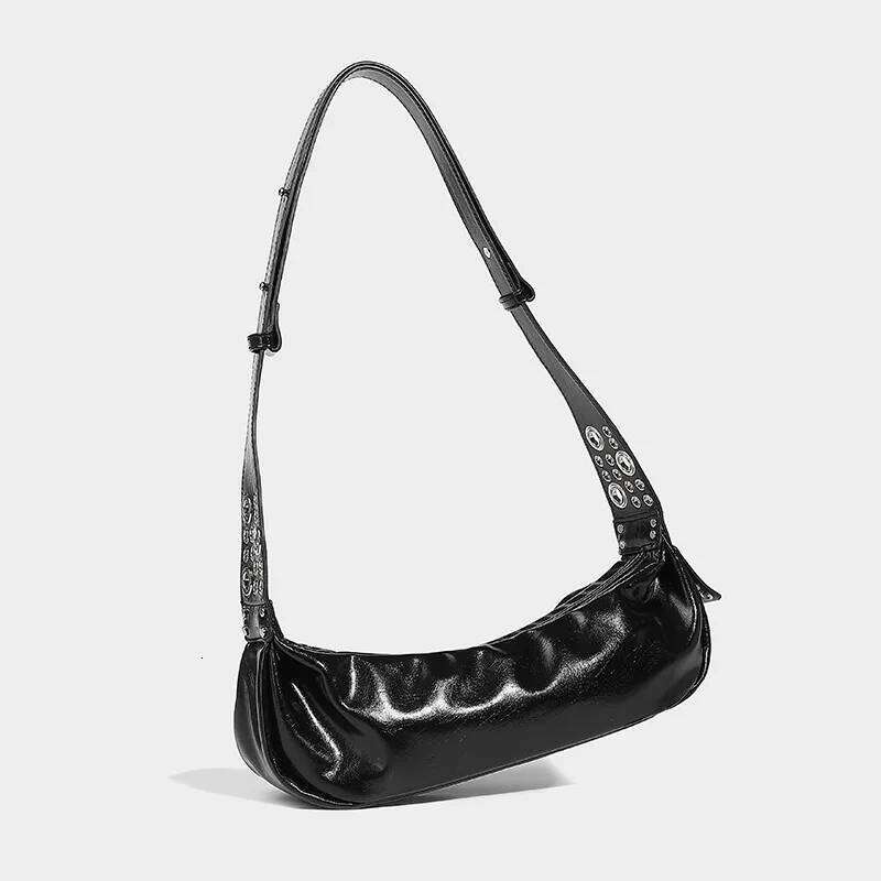 Women's Bags Designer Fashion Hollow Rivet Shoulder Soft PU Leather Crossbody For Half Moon Crescent Hobo Tote Bag Underarm Women Bags