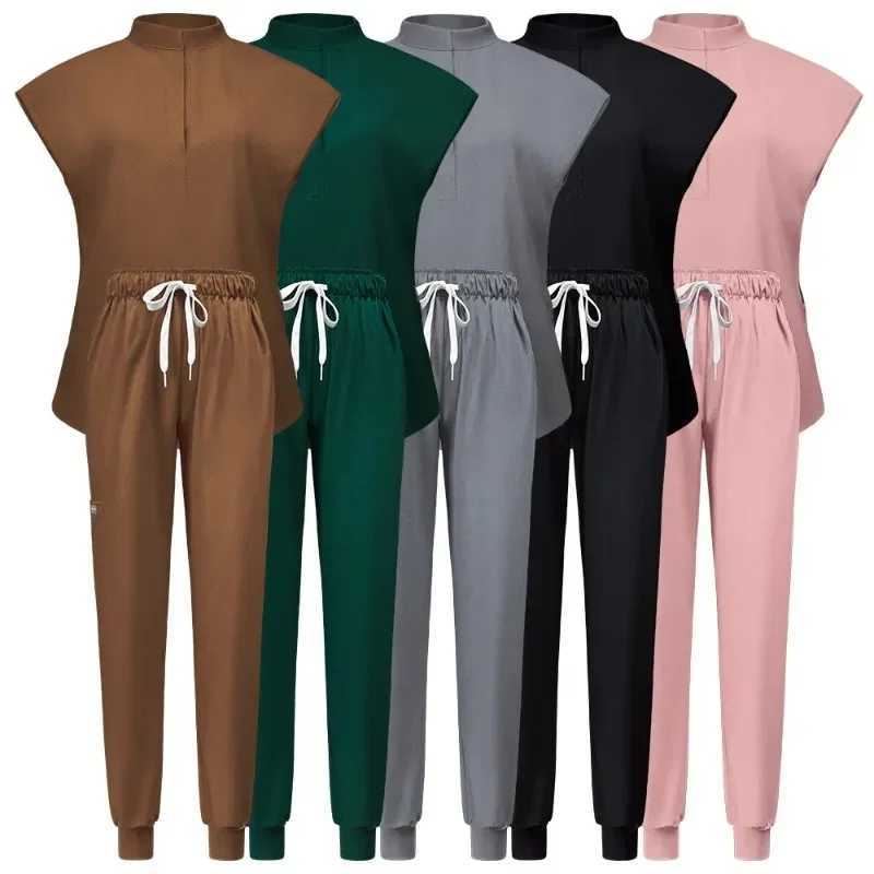 Medical Uniform Elastic Scrub Set Hospital Surgical Scrubs Tops Pants Nurse Nursing Workwear Doctors Clothes Medical AccessoriesXJ250529