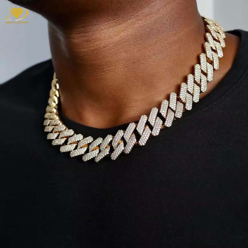 Hip Hop Jewelry Cubana 6-20mm 925 Sterling Silver VVS Moissanite Diamond Iced Out Cuban Link Chain Necklace Bracelet for Men