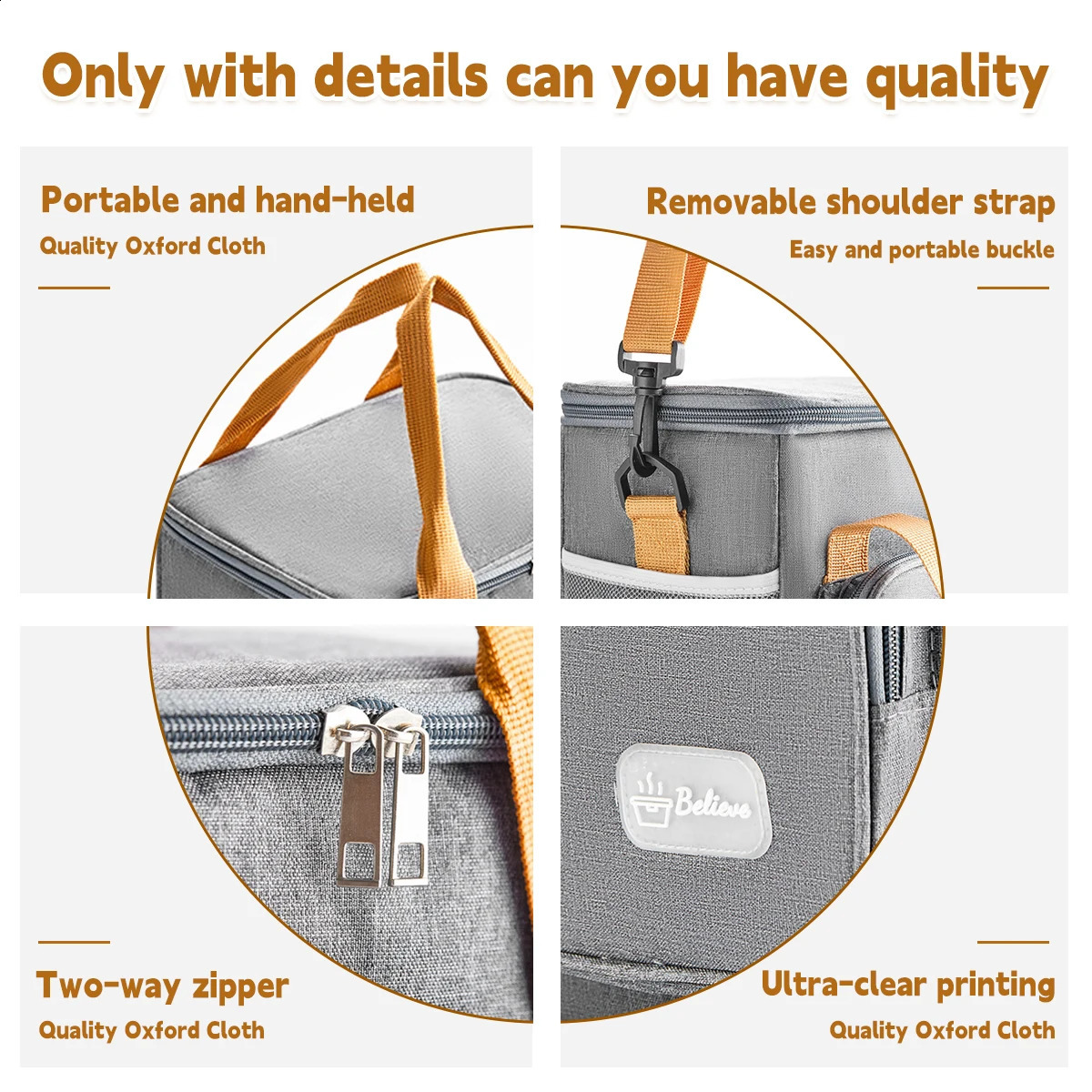 1pc Outdoor Thickened Lunch Box Bento Bag with High Square Insulation Freshkeeping Can Be Carried By Hand 250528