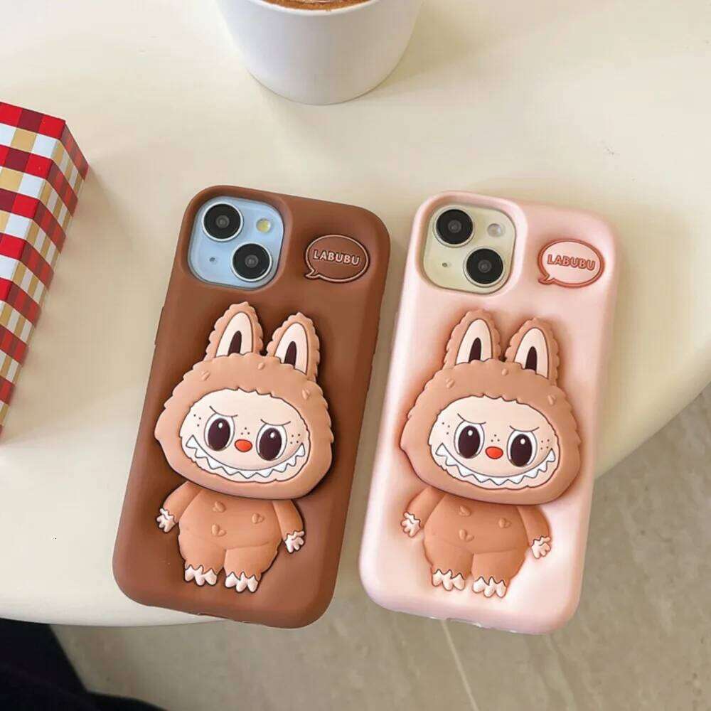 For iPhone 16 15 14 13 12 11 Pro X Xr Xs Max 7 8 Plus 3D Rabbit Elf Cartoon Labubu Phone Cases Holder Soft Silicone Cover
